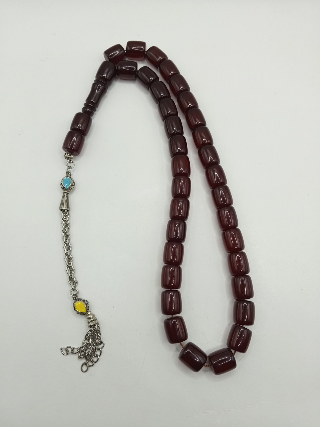 Rare Faturan Bakelite Tasbih 33 Beads barrel 68g 10x13mm Red Islamic Prayer 