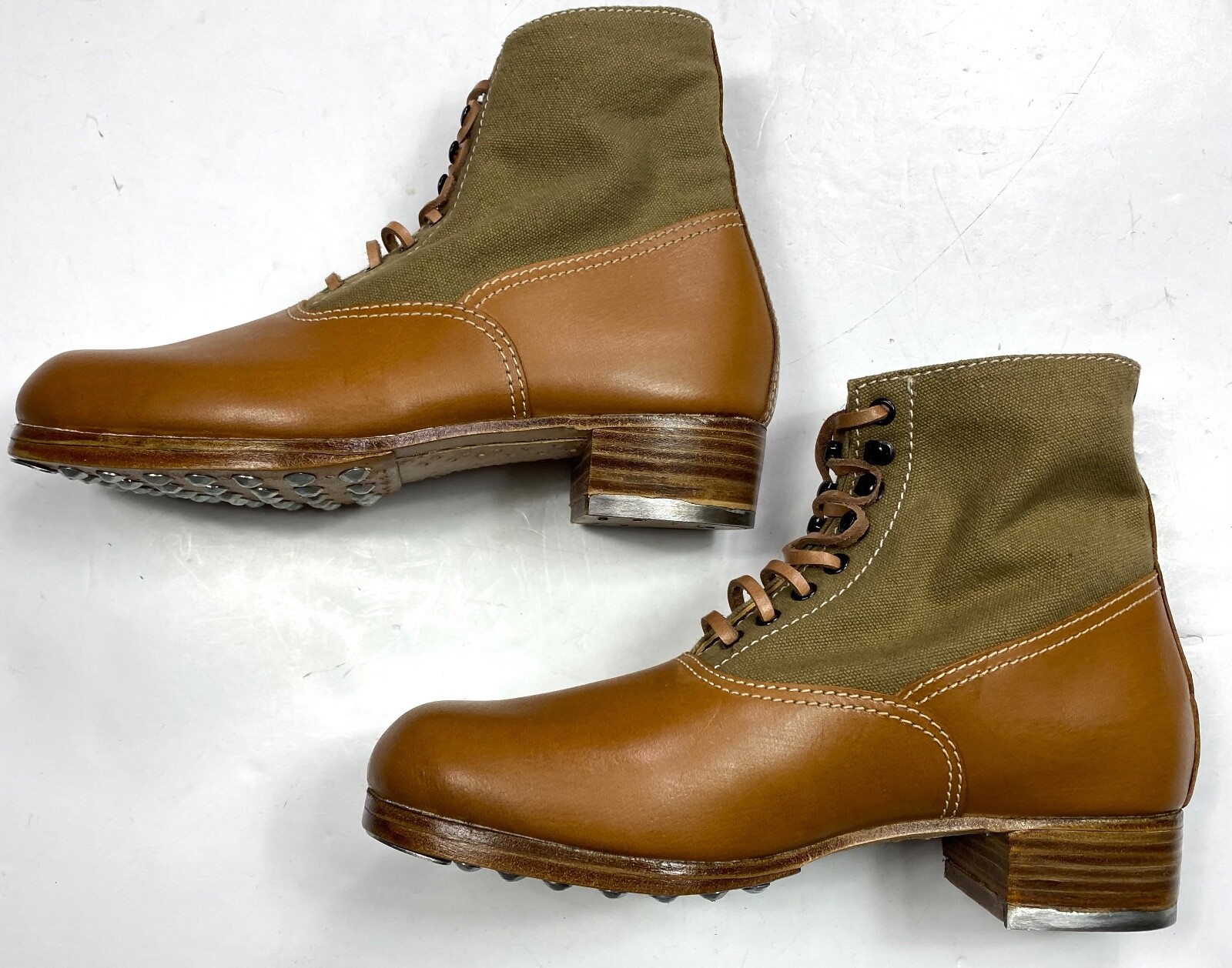 WWII GERMAN M31 AFRIKA KORP DESERT COMBAT FIELD LEATHER WEB LOW BOOTS-SIZE 10