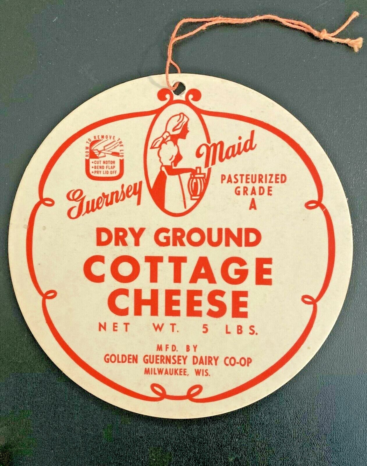 Vintage 1940s Guernsey Maid Cardboard Fan Fan Sign NOS Advertising Dairy Milk
