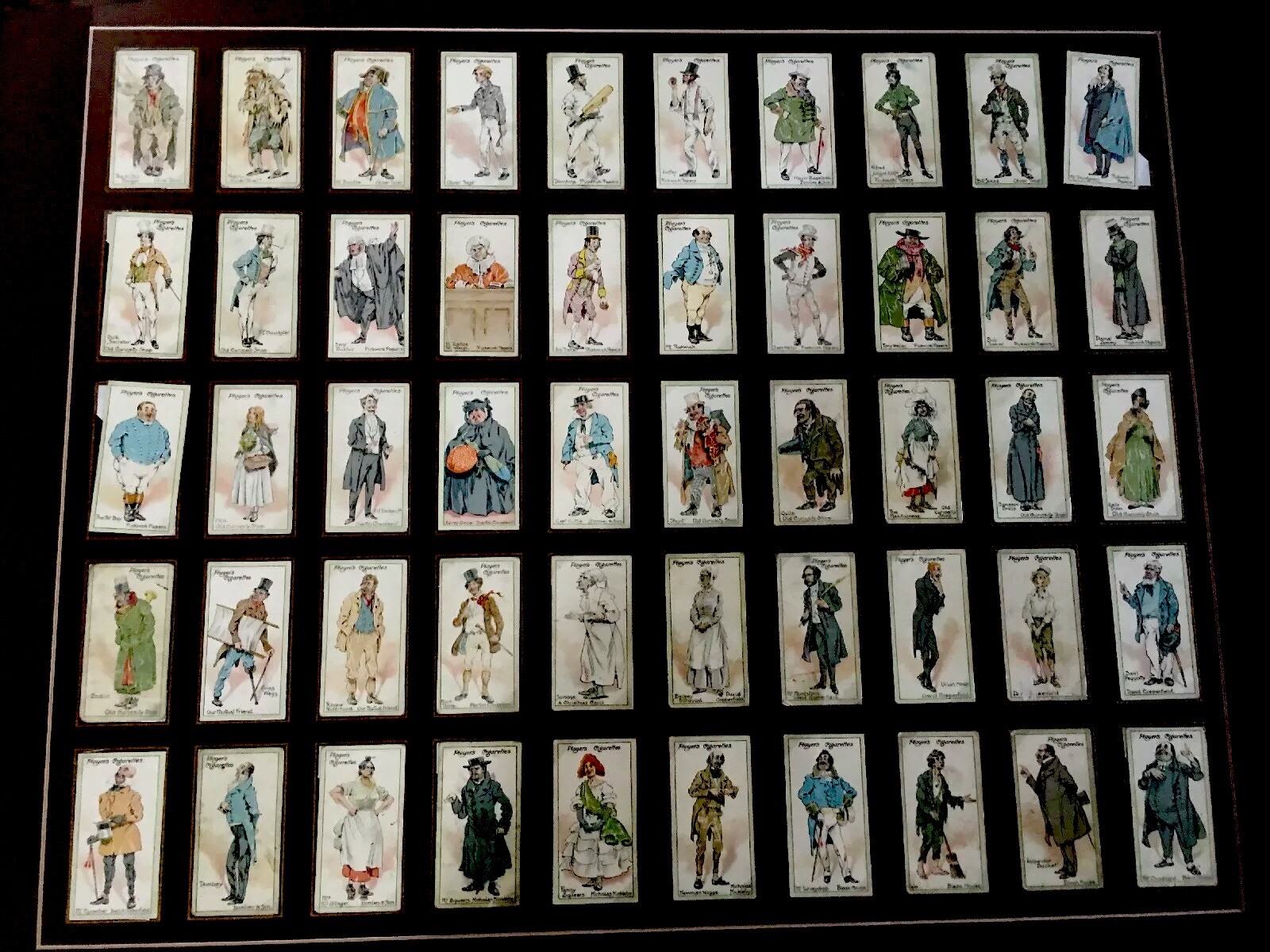1923 John Player & Sons Framed 50 Piece Set Characters from Dickens Cigarette 