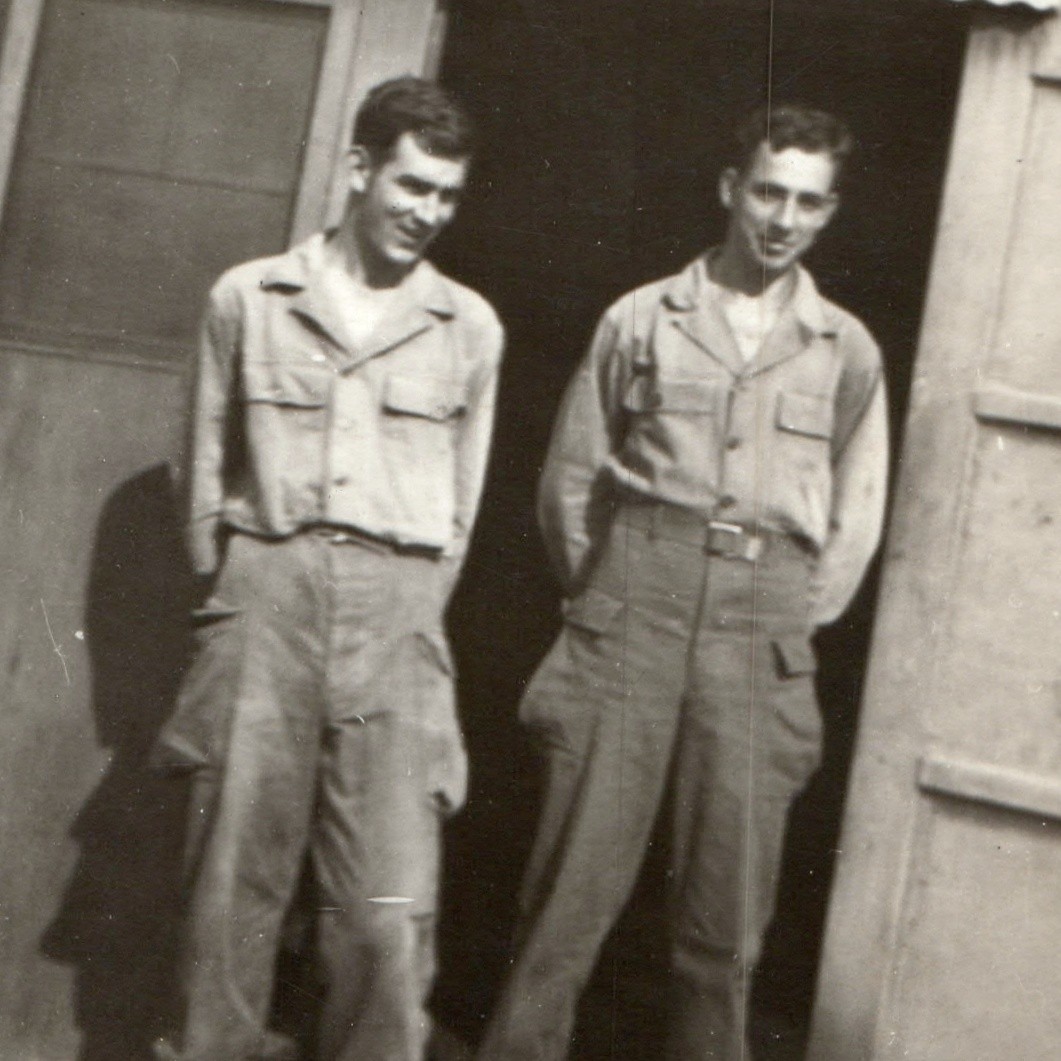 c1940s WWII US Army Soldiers Quonset Hut 5th Platoon Barracks Snapshot Photo Vtg