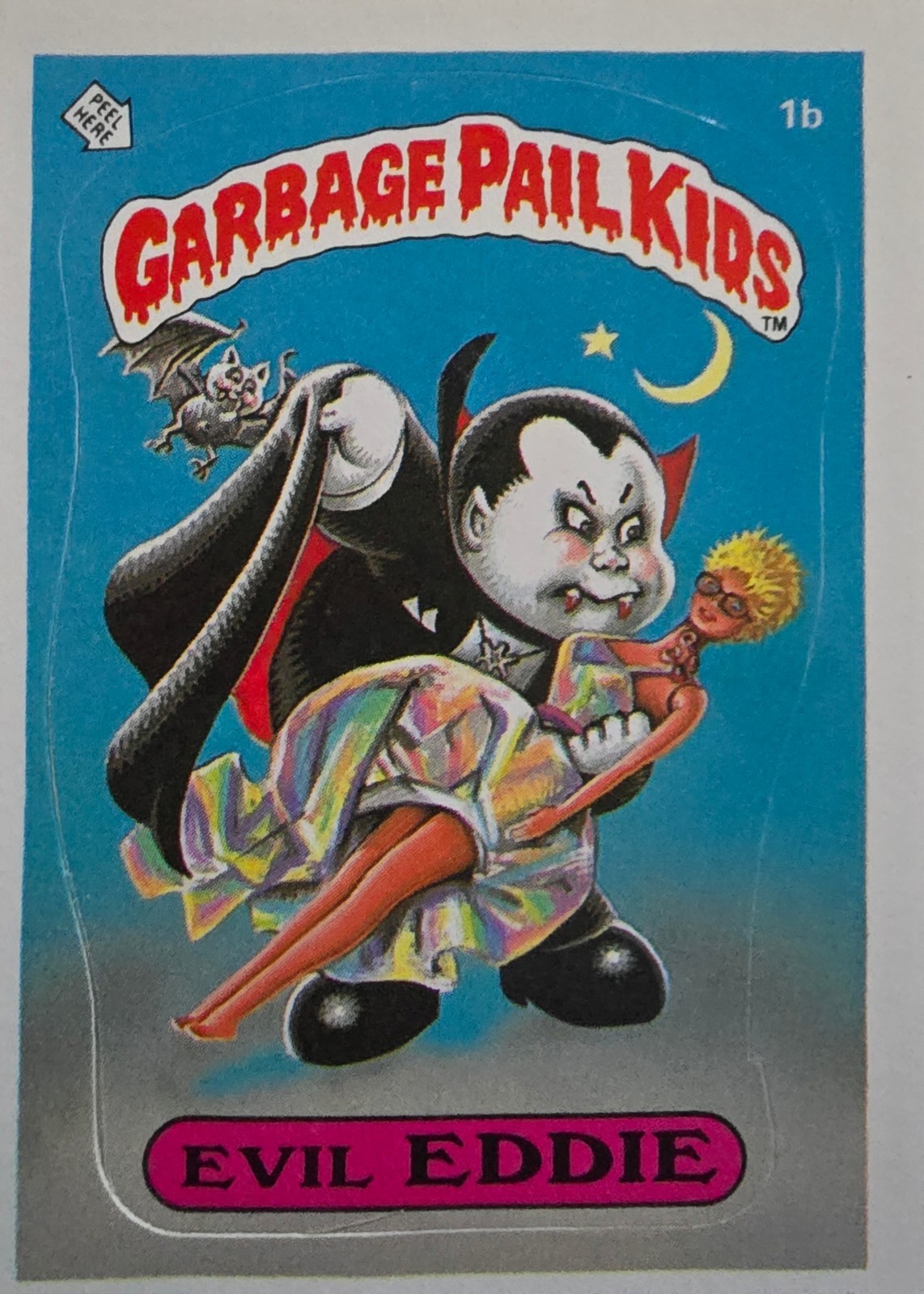 1985 Topps GPK Original Series 1 OS1 Evil Eddie 1b Matte Award Back