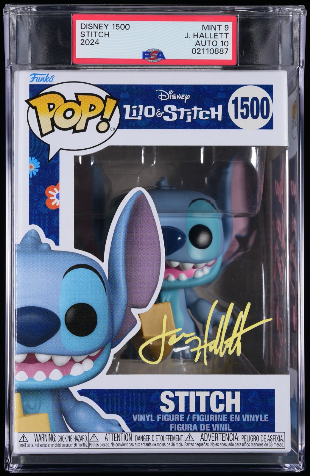 PSA 9/10 Funko Pop Disney Stitch 1500 Jonathan Hallett (SWAU Auto+Quote)