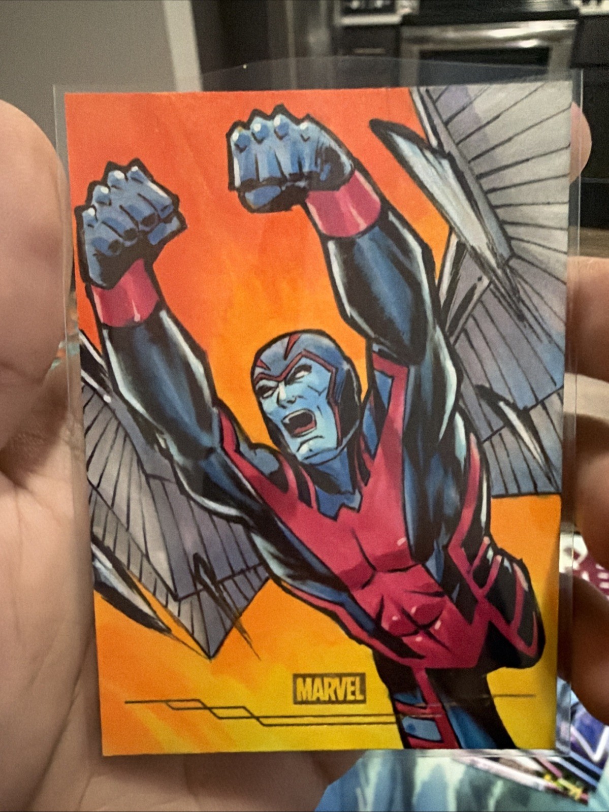 2026 Topps Neon Marvel Archangel Marlo Lopez Martos Sketch Auto 1/1