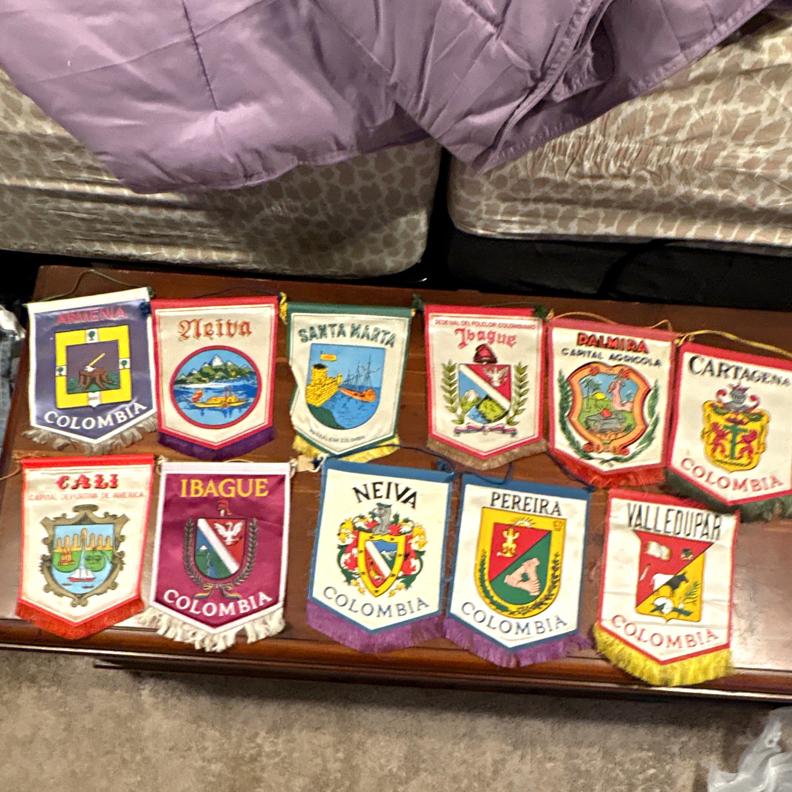 Colombia City Souvenir Pennants/Banners Lot: Cali, Cartagena, Santa Marta