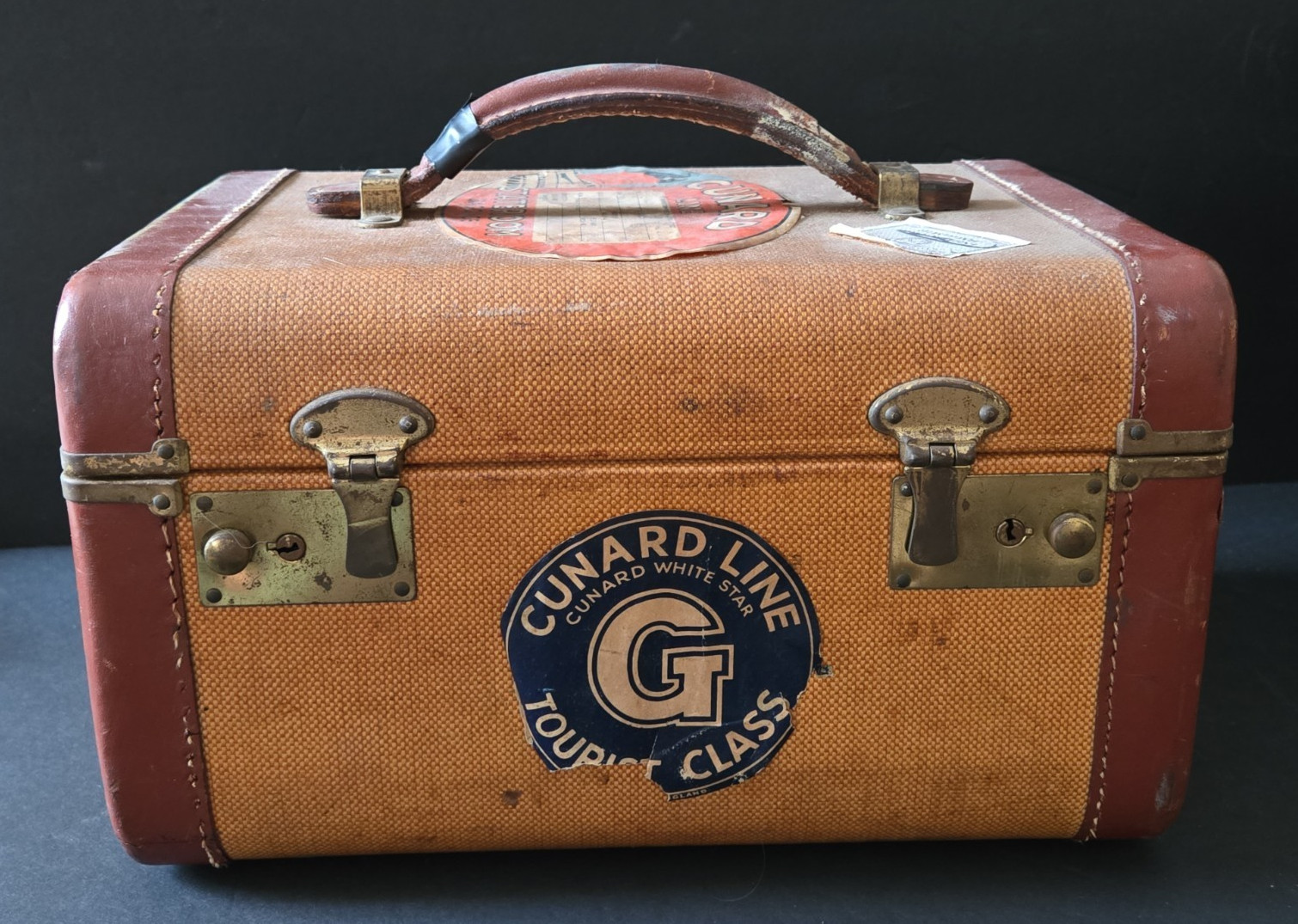 Vintage 1938 Cunard White Star Line Train Case Vanity Makeup Box Pre-WWII Travel