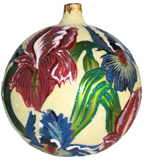 Larry Fraga Designs Flower Ball Bearded Iris Hand Painted Made in Poland