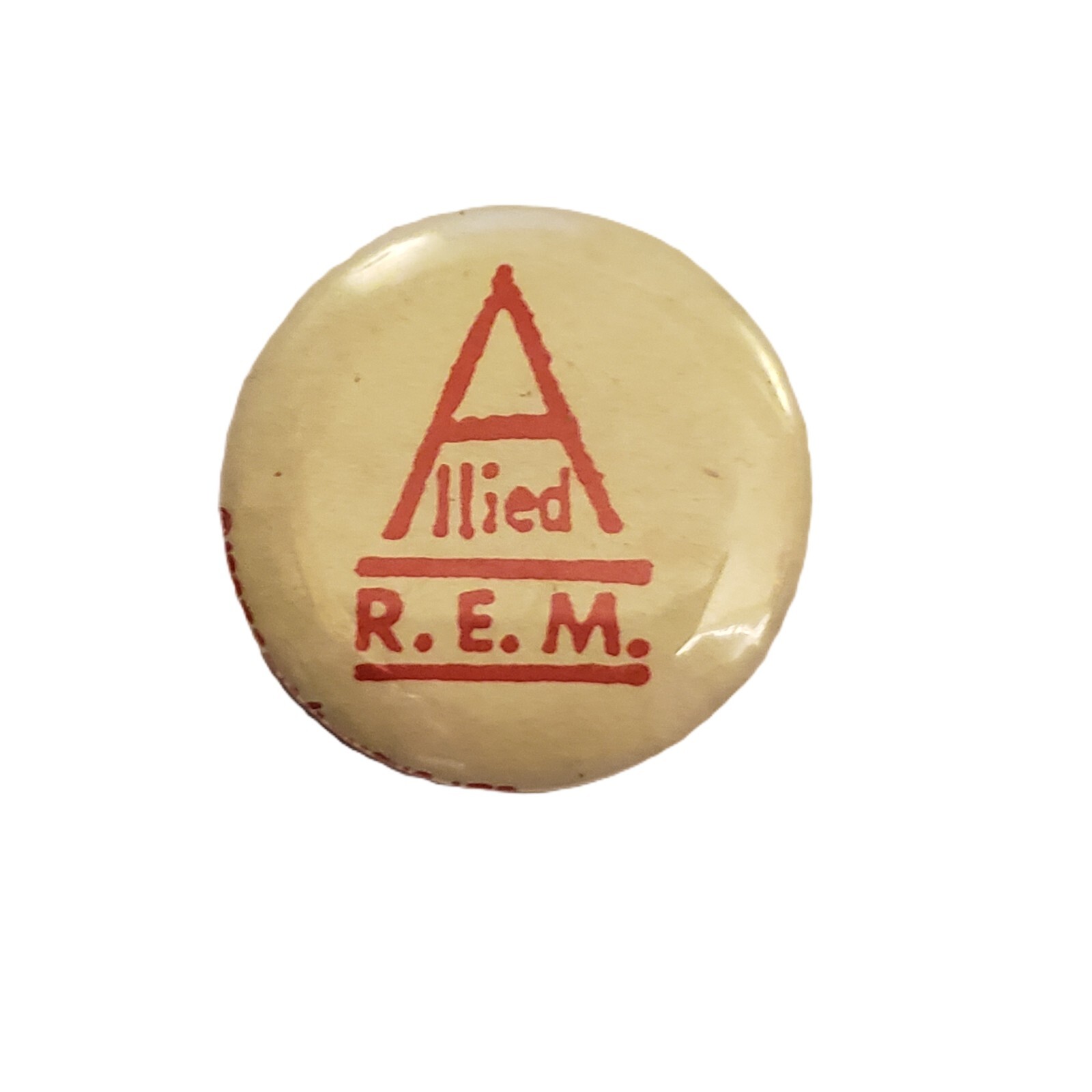 RARE Vintage 1987 R.E.M. Allied button Document Tour Crew Pin REM 1.25” badge NM