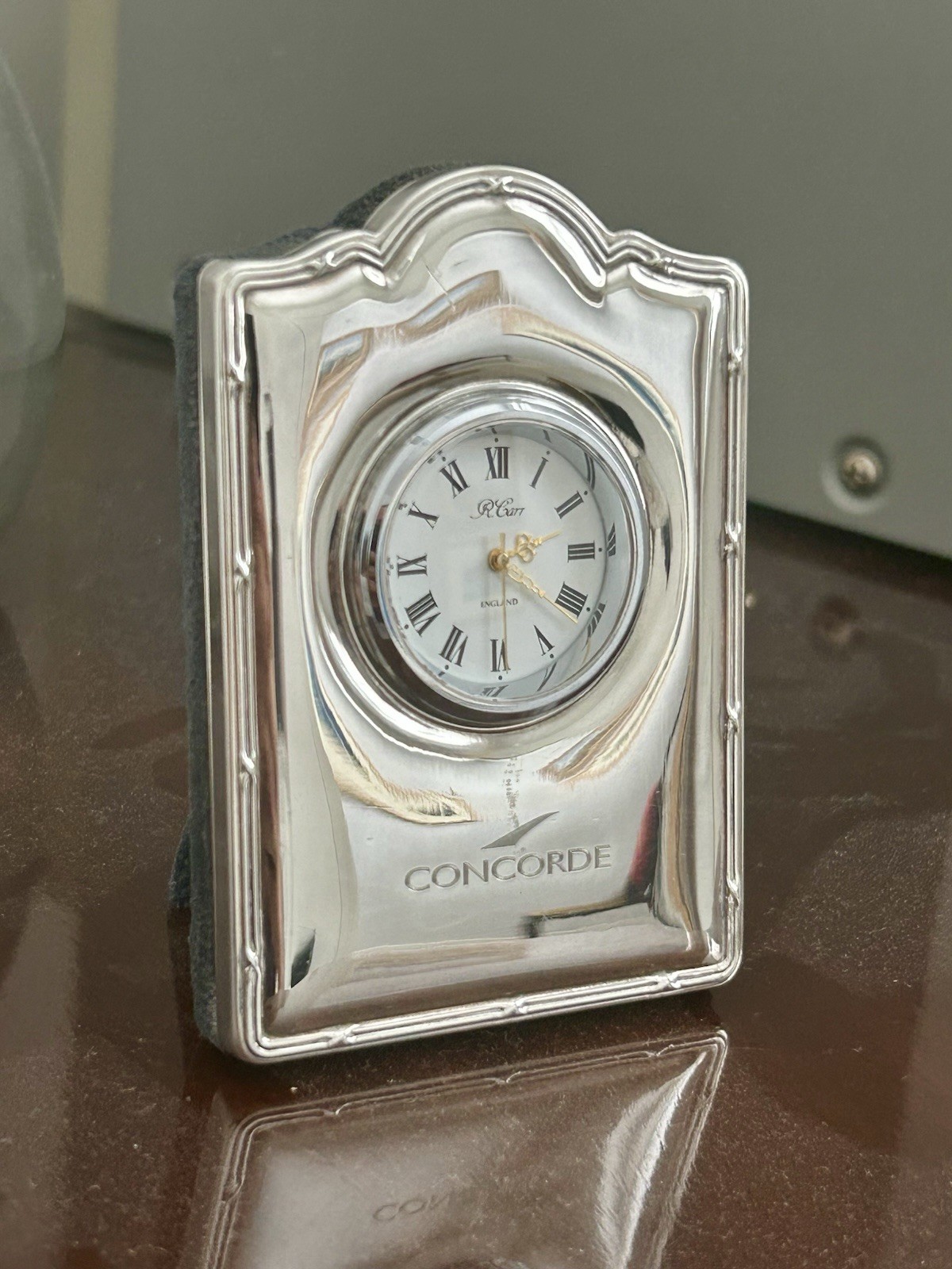 BRITISH AIRWAYS CONCORDE 925 Sterling Silver WORKING Clock Richard Carr Sheffld