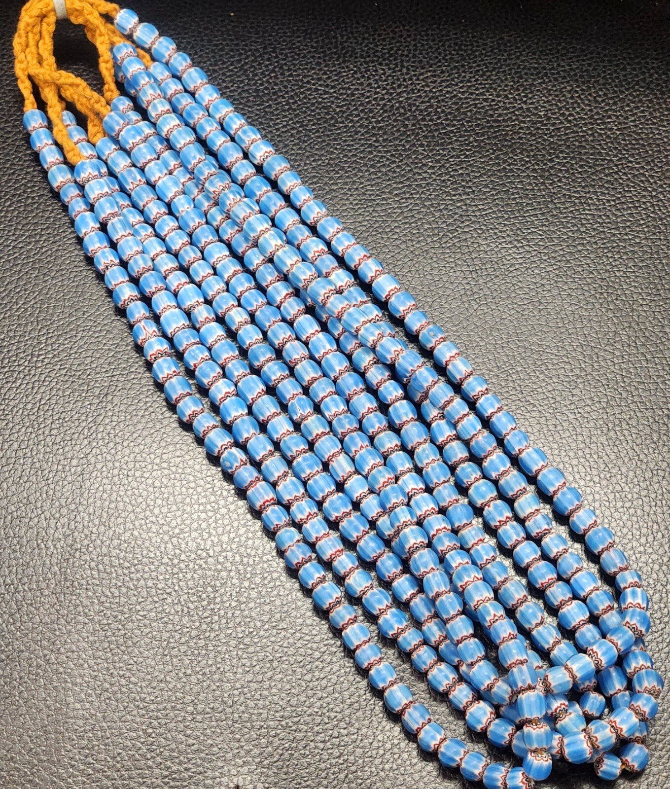 Vintage venetian chevron trade beads 9mm long strand