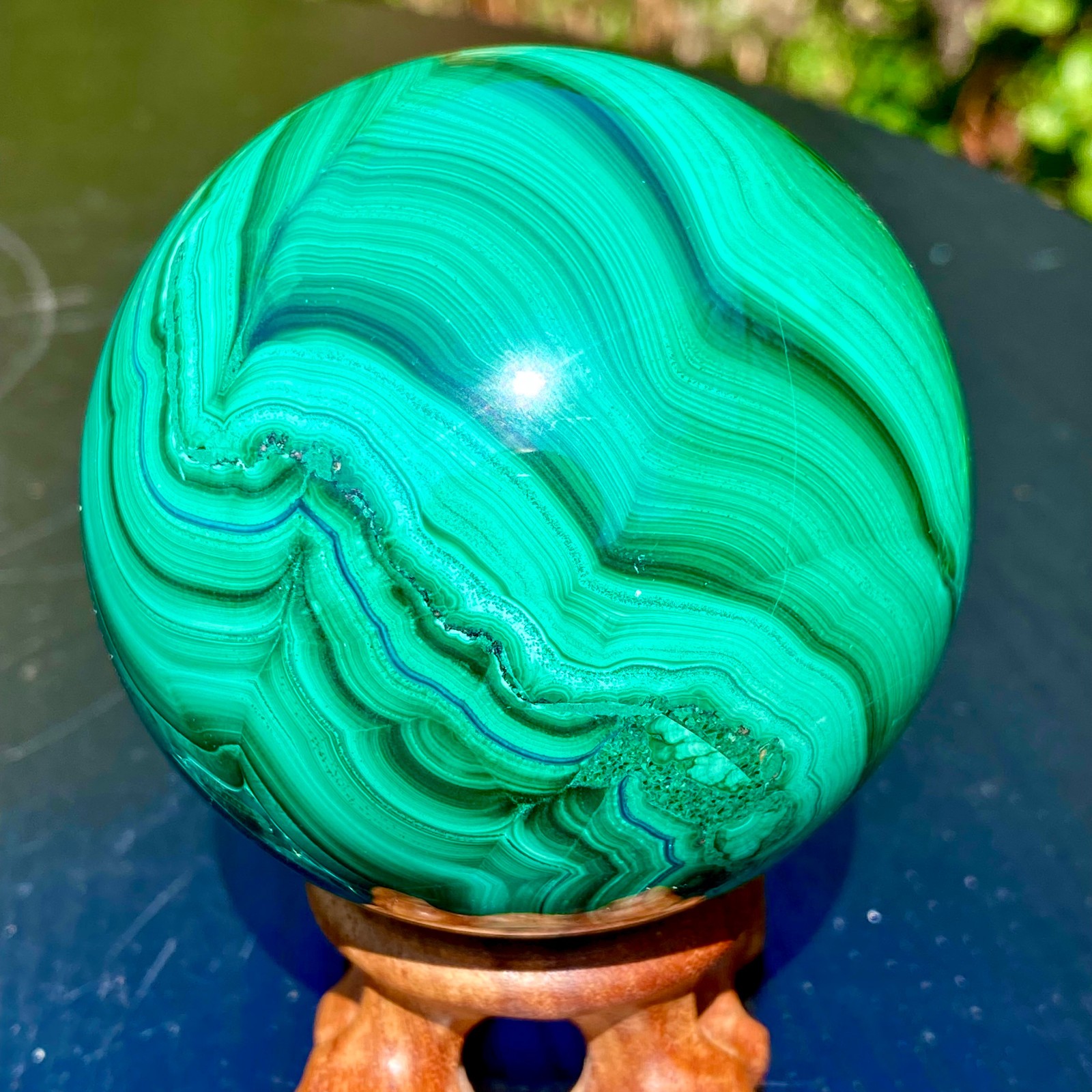 1.2LB  Natural malachite ball quartz crystal energy ball reiki healing