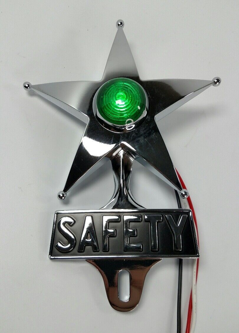 Safety Star License Plate Topper, Dual Function Green LED, Vintage Car Accessory