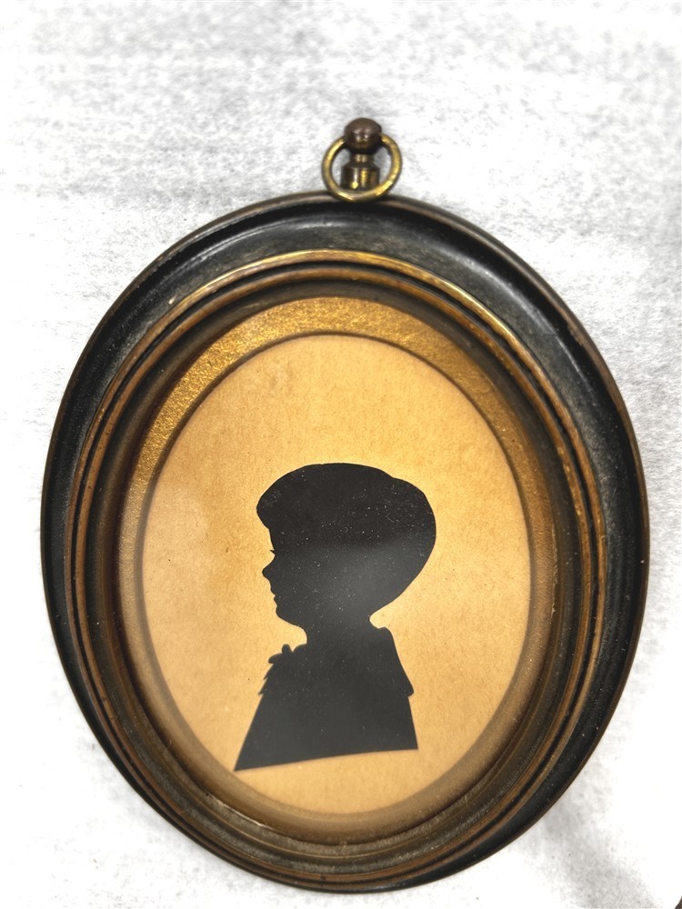 antique framed silhouette frame oval wood gold trim 5.5 x 4 x 1/2 in. original 