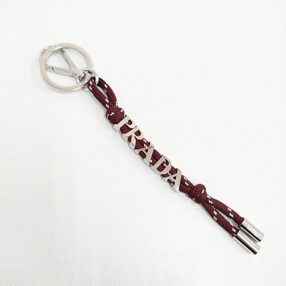PRADA Unused Speed Lock Cord Keyring Key ring Burgundy 6-0731G♪