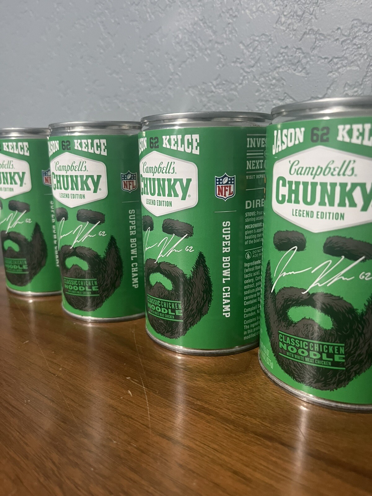 Jason Kelce Campbells Chunky Legend Edition Soup PhiLY EAGLES 4 Can Lot- NEW