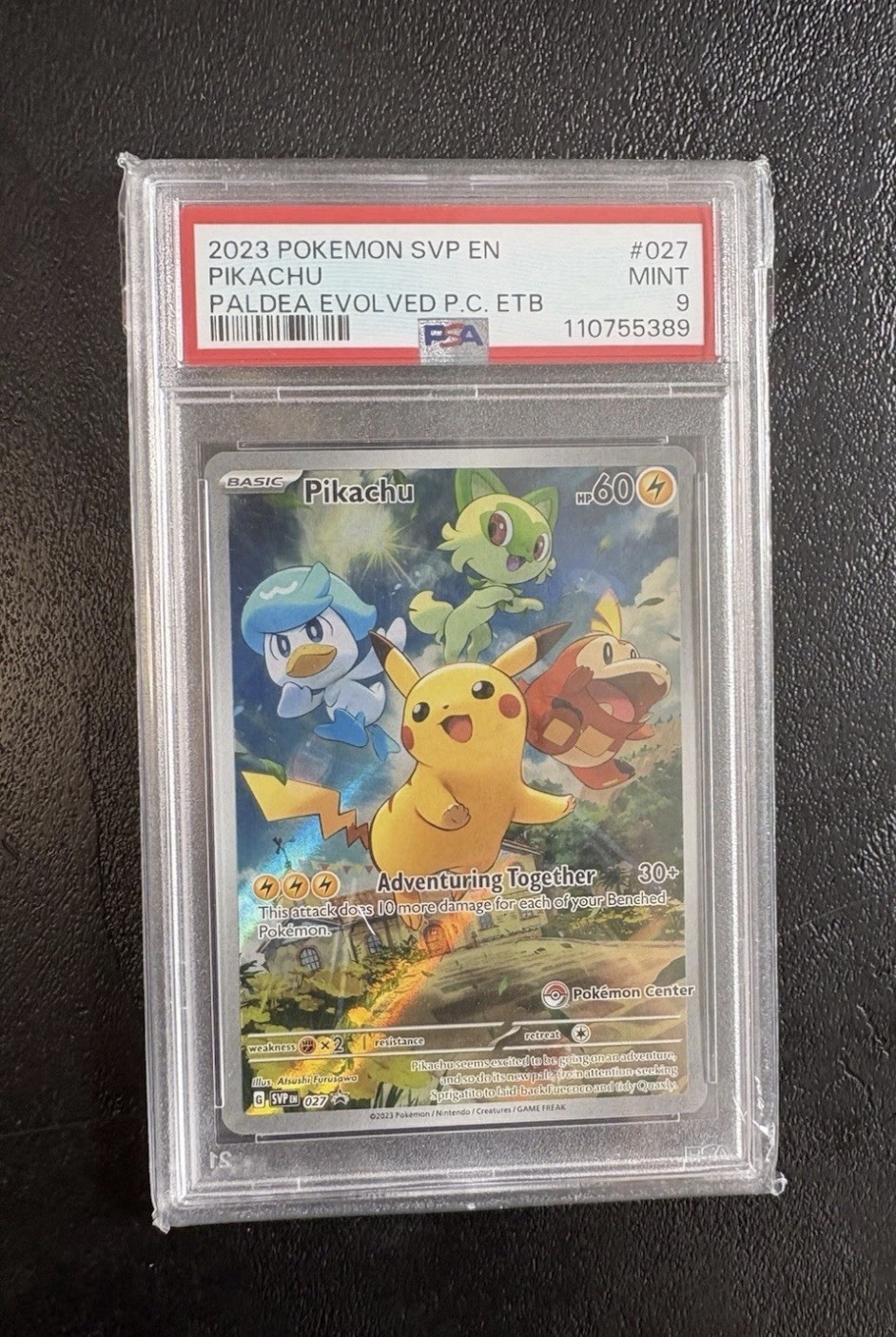 PSA 9 Pikachu #027 Pokemon Center Stamp Black Star Promo 2023
