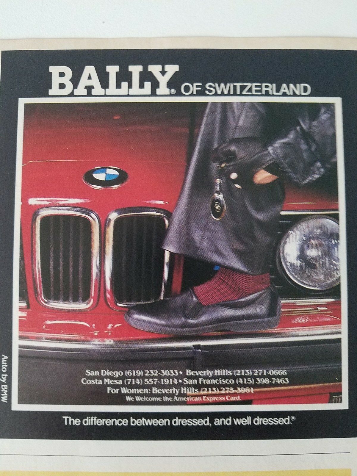 1989 Bally mens shoes red BMW car vintage  fashion ad