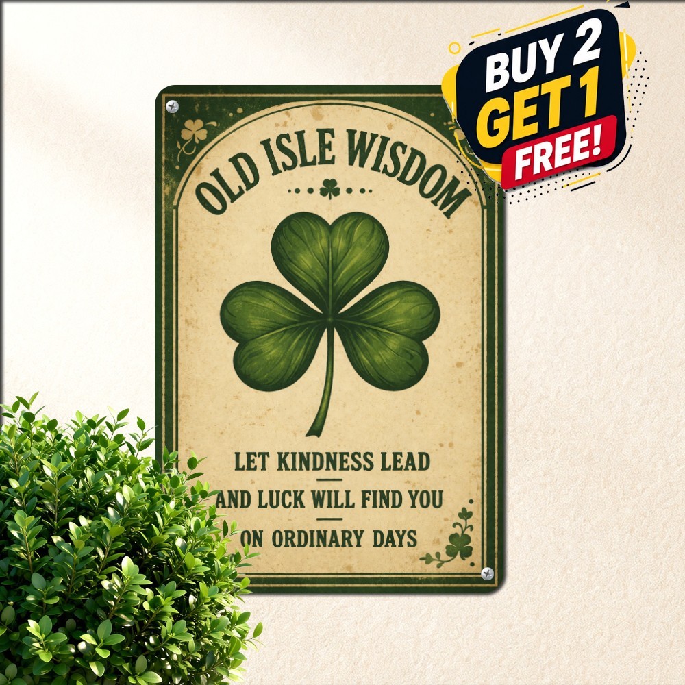 Luck of the Irish Shamrock Sign Rustic Saint Patrick Day Metal Wall Plaque
