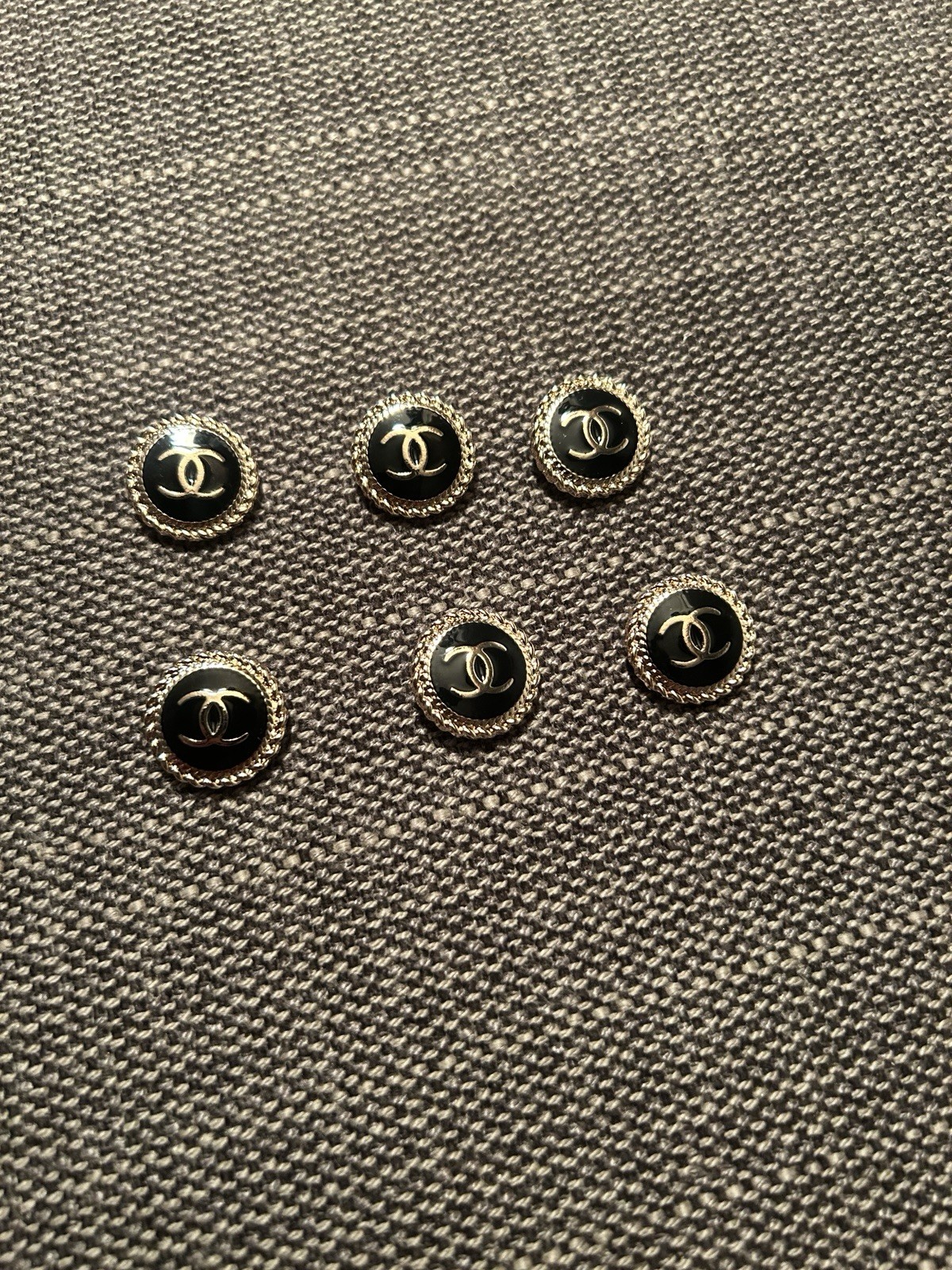 Chanel Vintage Designer Black & Gold Detailed Button STAMPED | 6 PC Bundle 20m