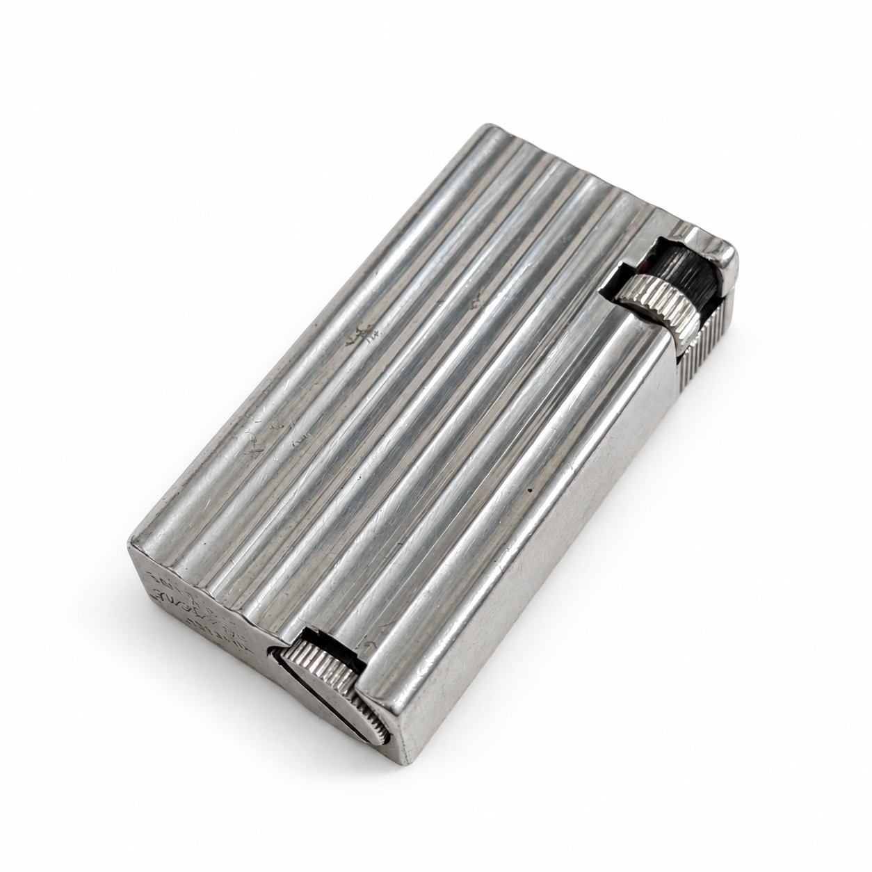 Vintage 1950s British Regent Lift Arm Petrol Lighter Chrome Ribbed Working 