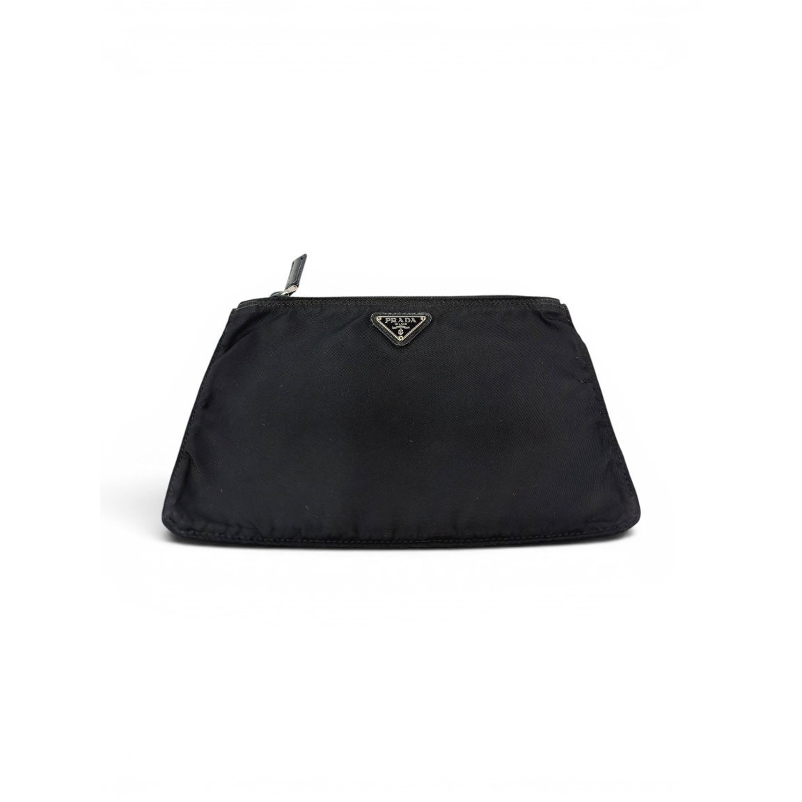 Prada Black Tessuto Nylon Zip Cosmetic Pouch Makeup Bag Clutch
