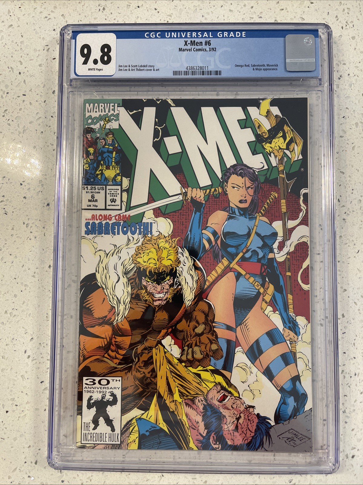 X-MEN #6 CGC 9.8 Psylocke/Sabertooth/Wolverine Cover-art-story By Jim Lee