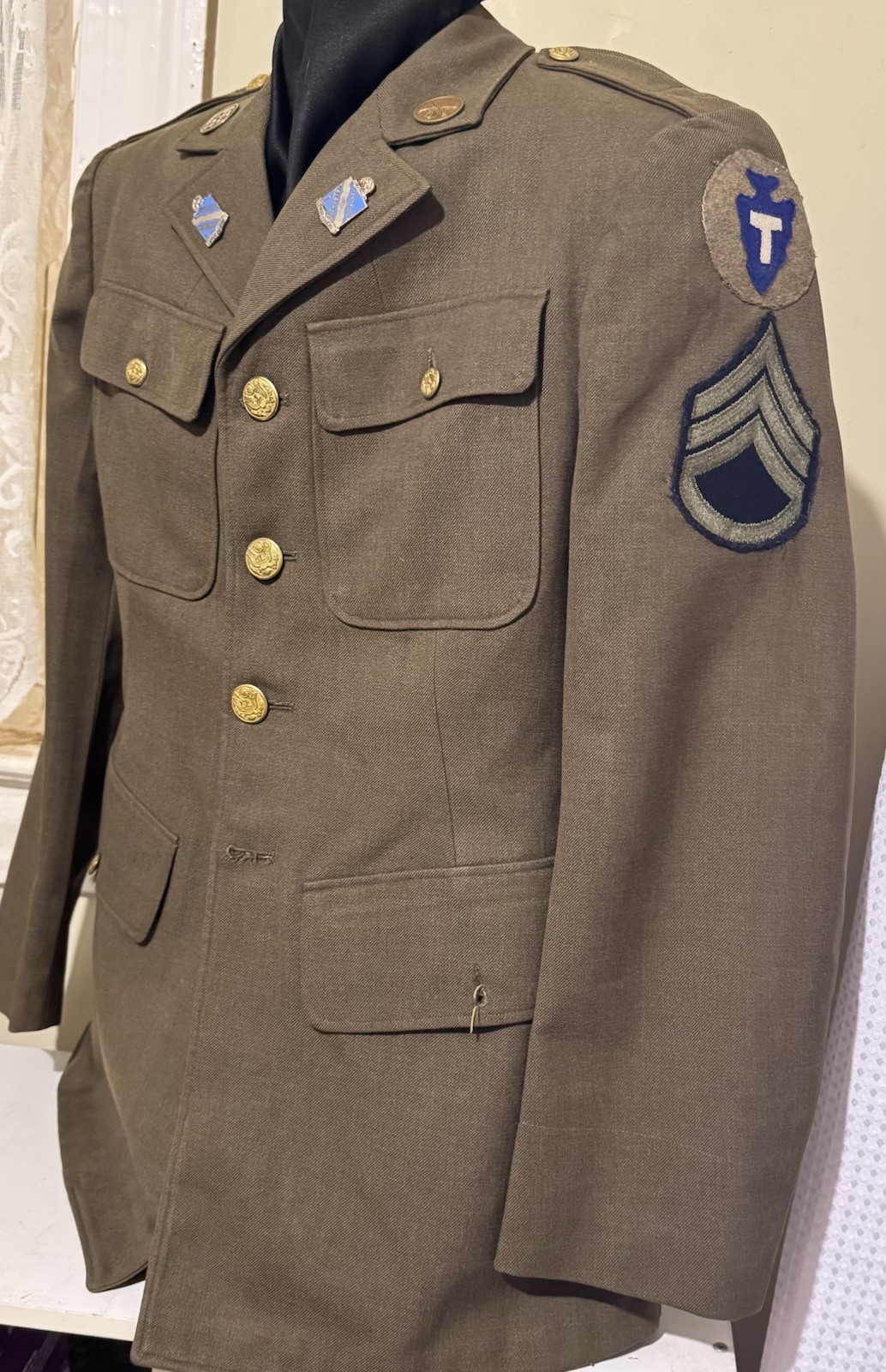 WWII M1926 Spec 8-31B Service Coat 144th Infantry Regt Texas NTL GRD (4th TEXAS)