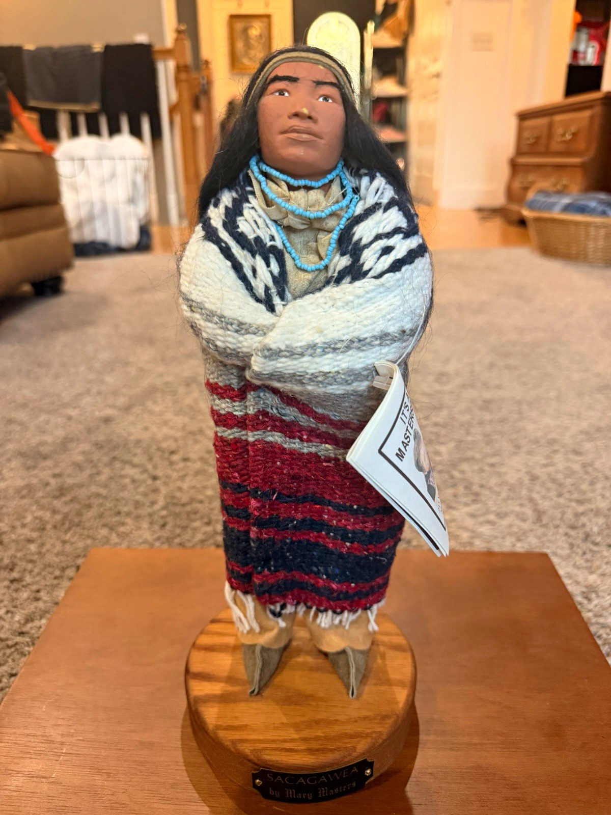 Vintage Mary Masters Sacagawea Doll Clay Sculpture Signed Native American 13.5\