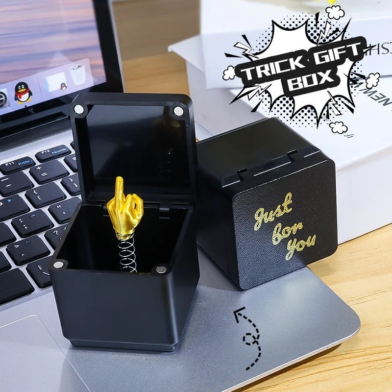 Funny Middle Finger Christmas Gift Box Prank Desk Home Office Decoration
