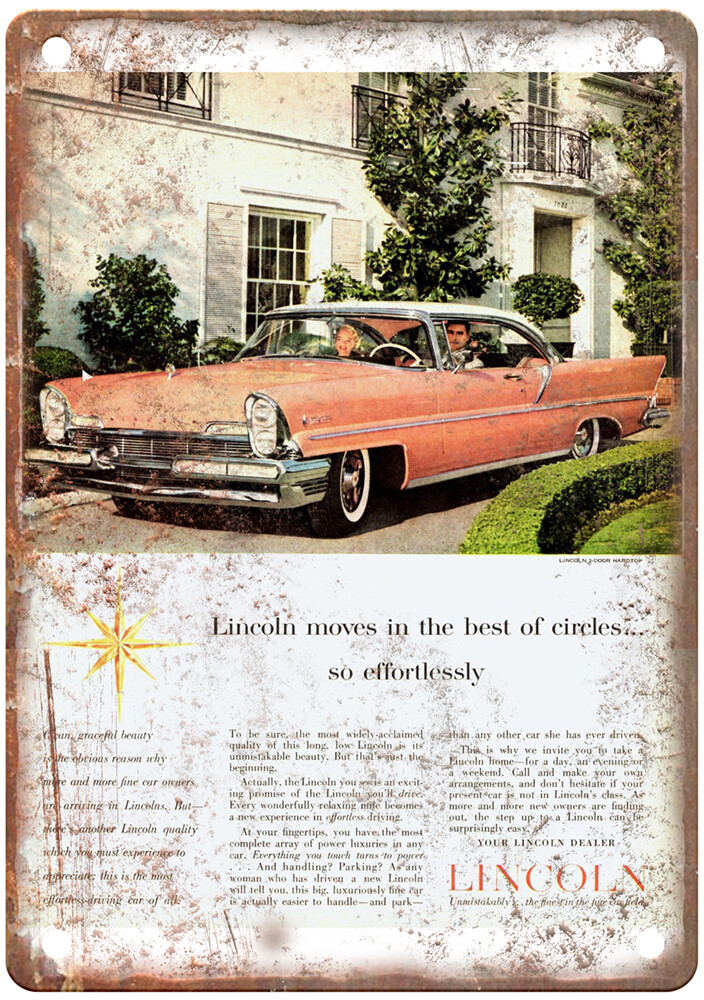 Old 1957 Lincoln Premiere Coupe Two Door Hardtop Ad Retro Look Metal Sign A6961