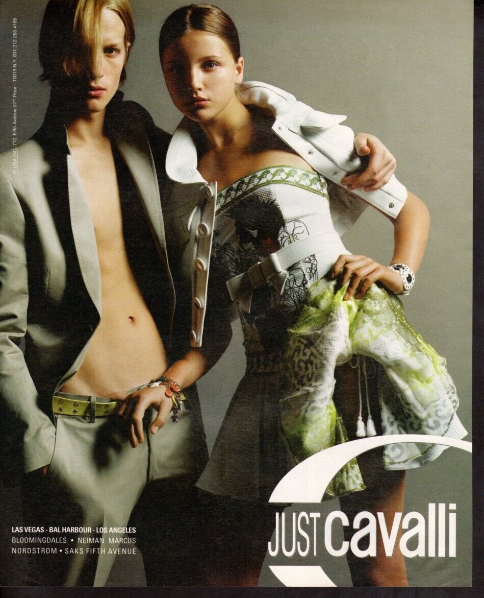 Vintage print ad advertisement Fashion Men Just Cavalli Cute Couple flirty skirt