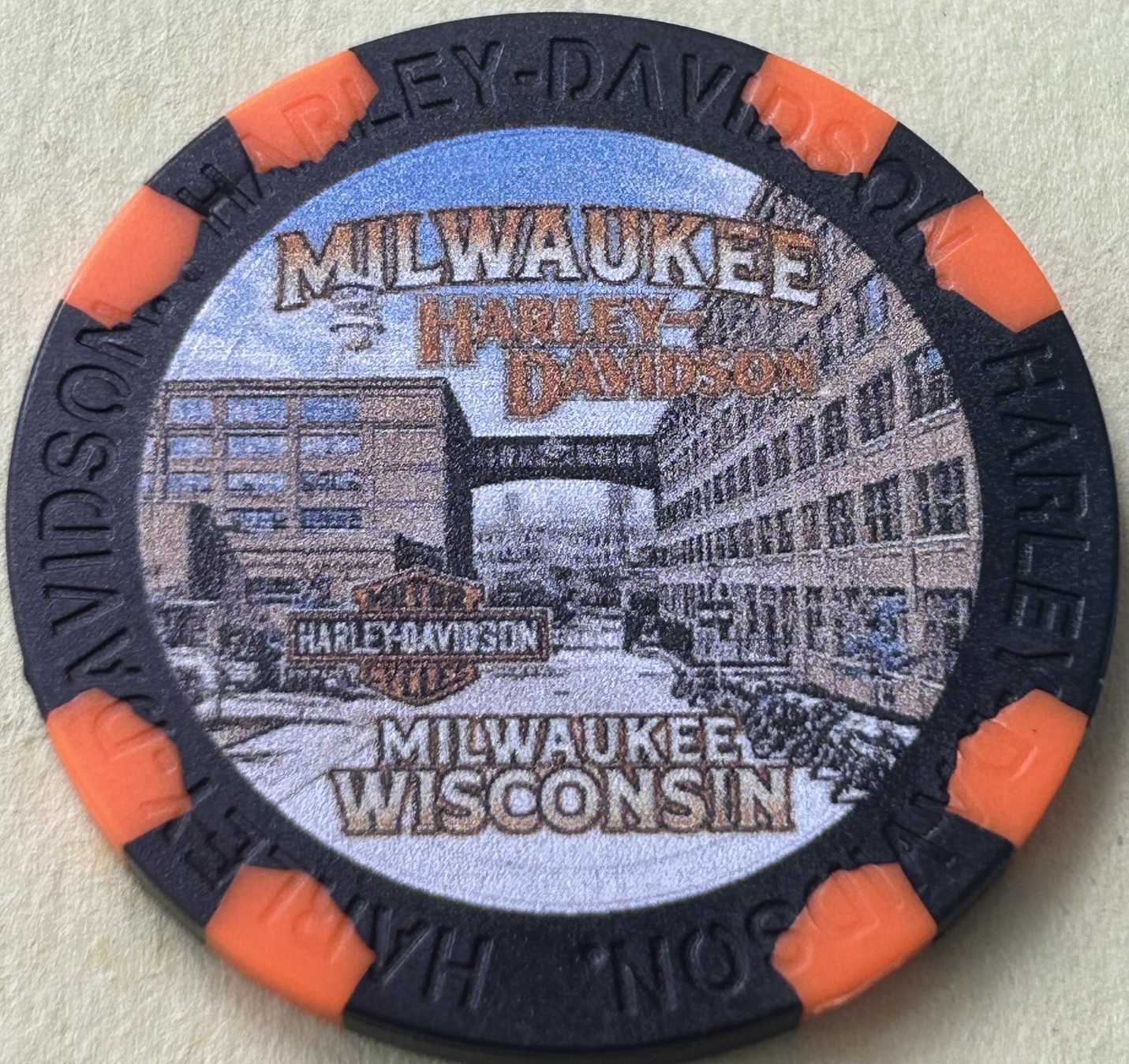 Harley Davidson Wide Print Poker Chip Milwaukee HD Milwaukee, Wisconsin