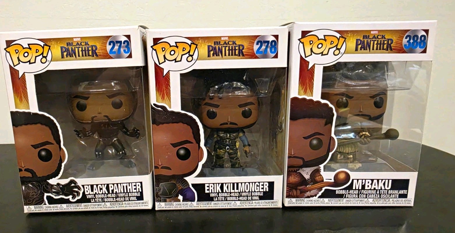 Funko Pop Marvel Black Panther Lot of 3 #273 #278 #388 Killmonger M\'Baku