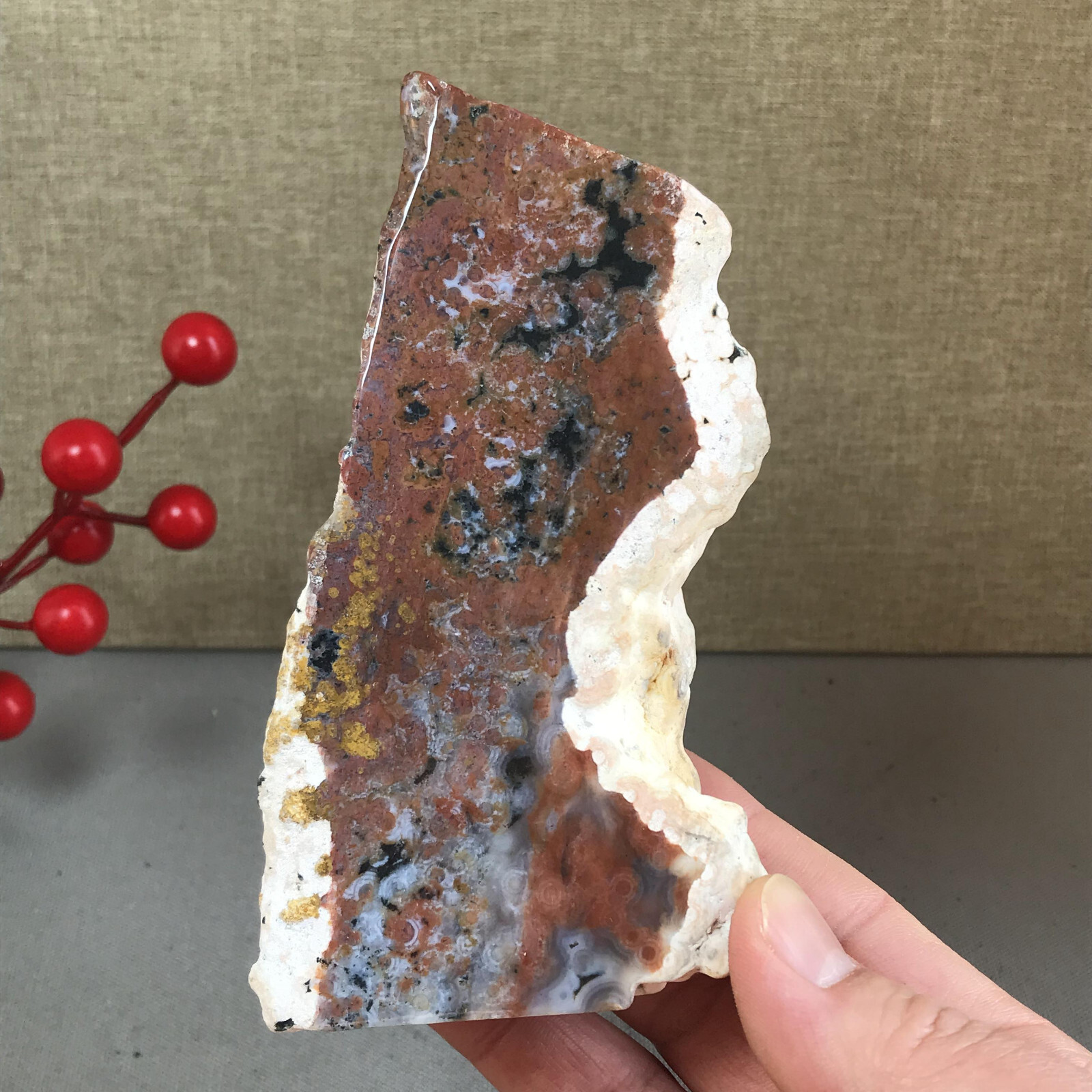 Top Pretty NATURAL POLISHED Ocean Jasper Slice From Madagascar 370g 118mm A6253