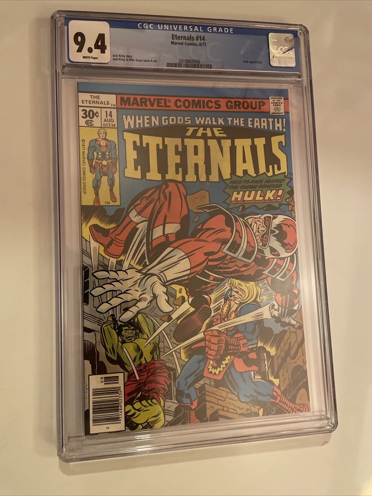 ETERNALS 14  CGC 9.4 1st APP COSMIC Powered HULK 1977 Jack KIRBY White Pages WP