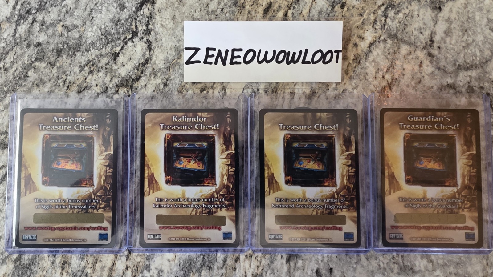 X4 WORLD OF WARCRAFT UNUSED TREASURE LOOT CARDS LOOK WOW NEW RARE UNSCRATCHED 