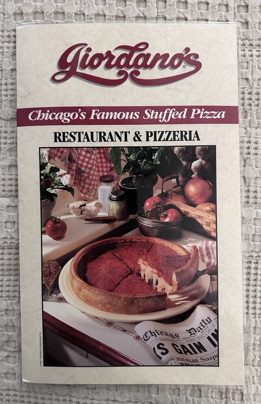 Vintage Giordano\'s Orlando Restaurant & Pizzeria Menu Chicago\'s Famous Pizza