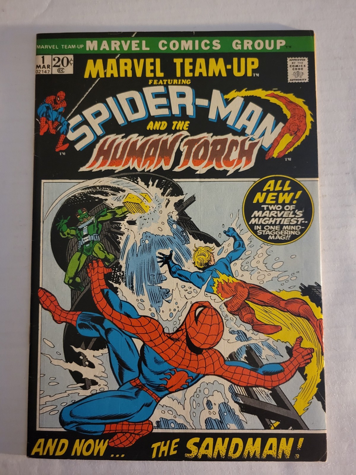 Marvel Team Up #1 Spiderman And The  Human Torch 1972 Comic Sandman 1st Series