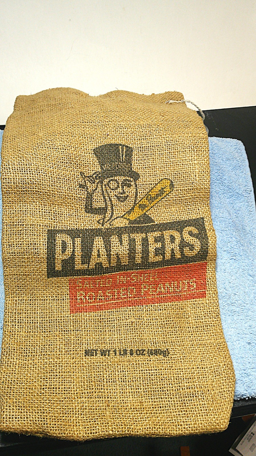 Vtg Mr. Peanut Planters Salted In Shell Roasted Peanuts 1lb 8oz Burlap Bag Empty