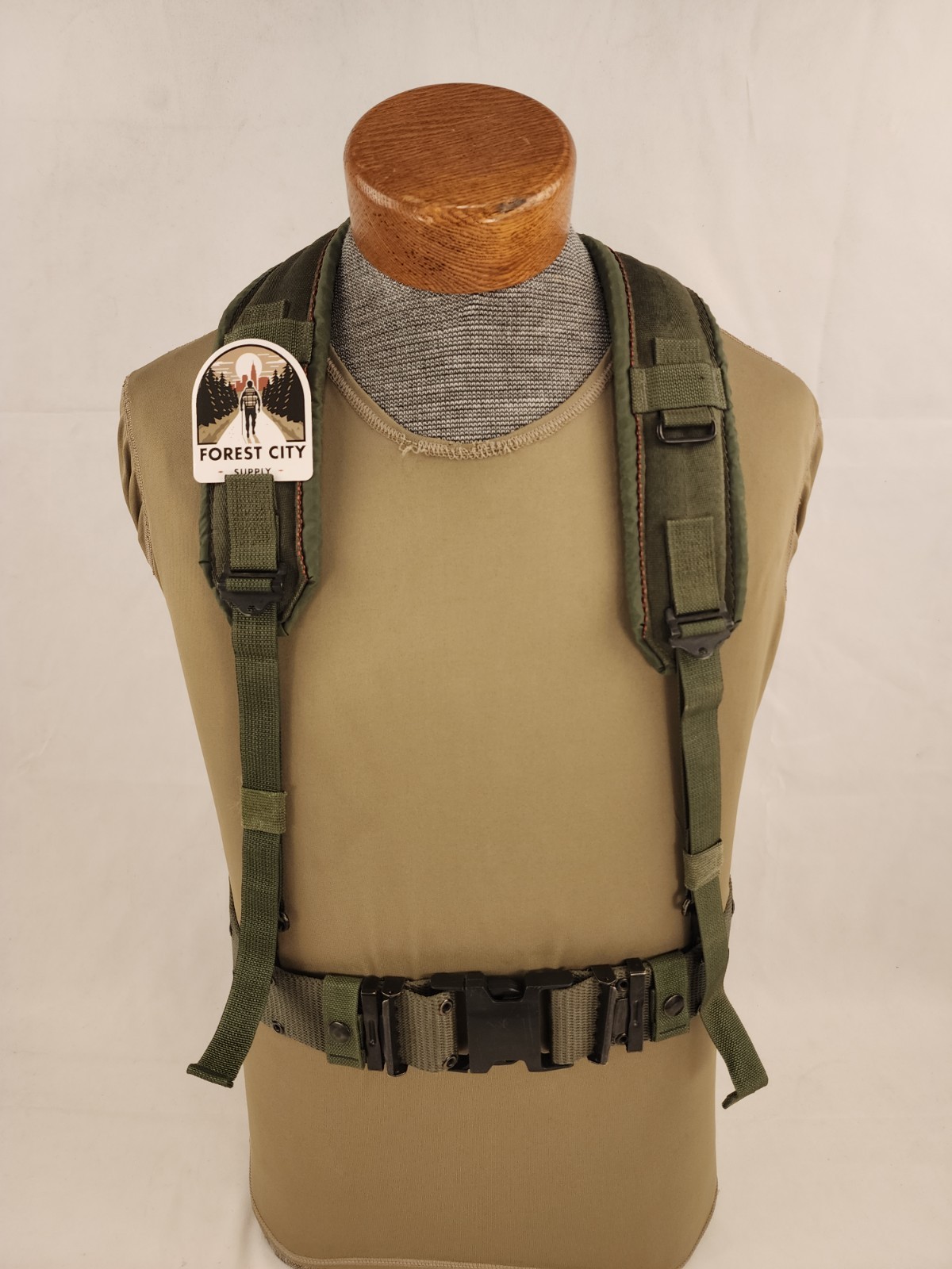 Good - Medium Alice Belt w/ Suspenders OD Green Military Pistol Belt