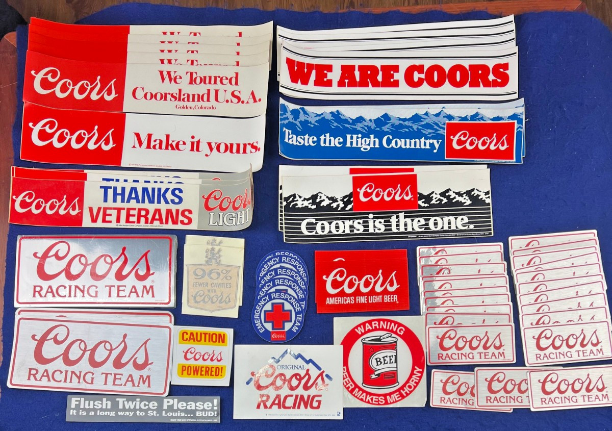 70+ Vintage Coors Sticker Lot Bumper Racing Team Coorsland Veteran Response Team