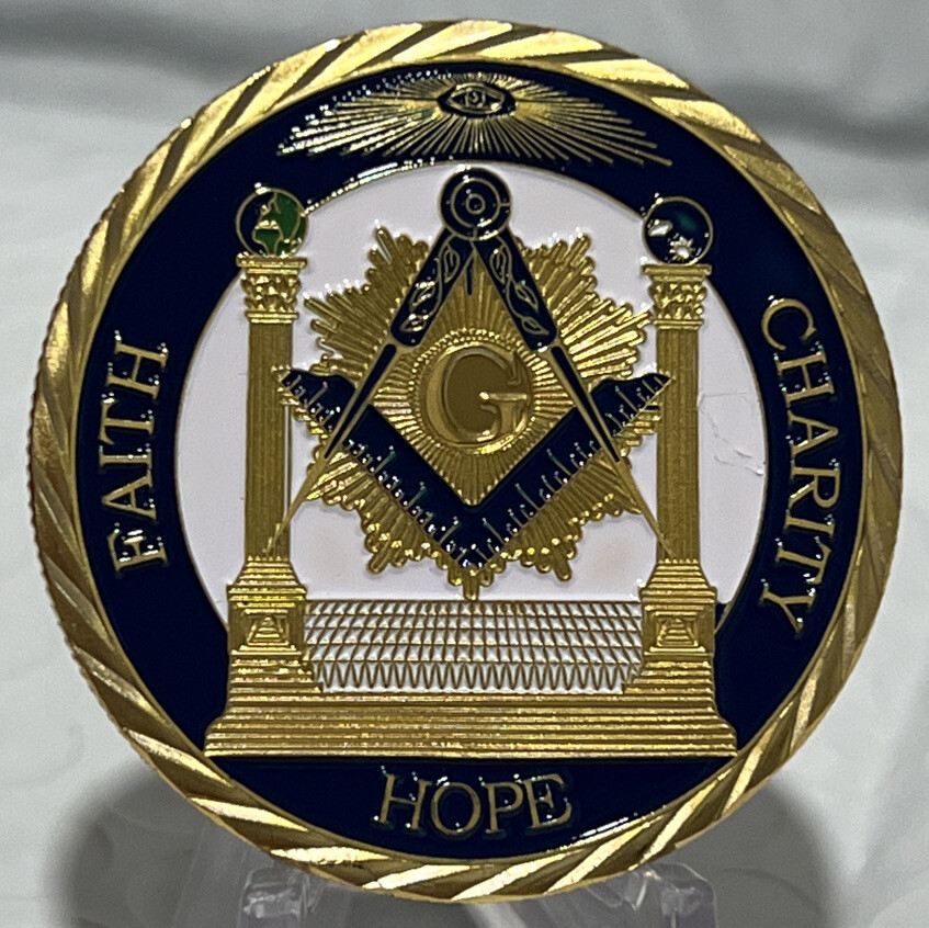 * Freemason Challenge Coin “Faith Charity Hope” Proud Freemason Coin