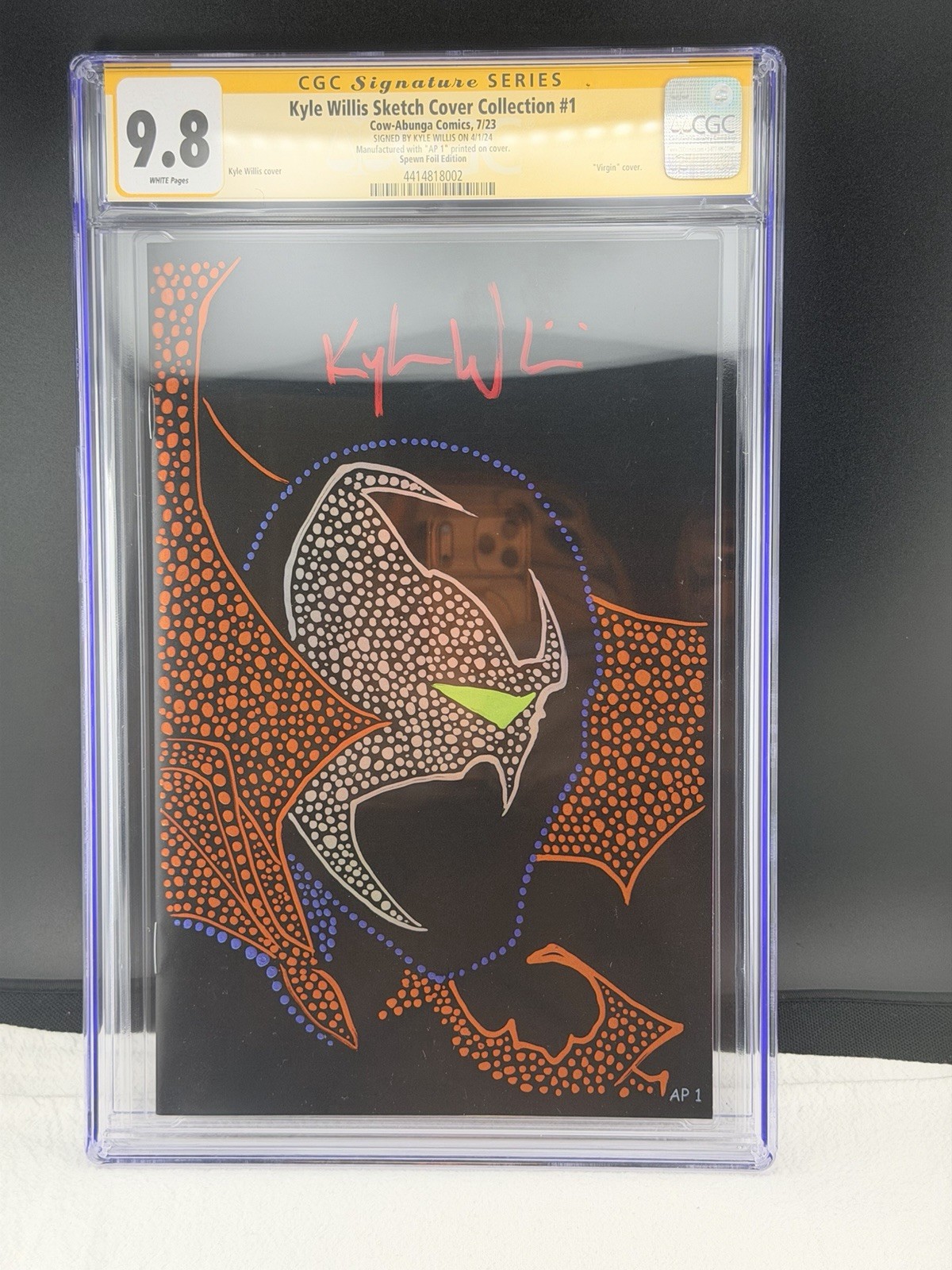 Spawn CGC 9.8 Kyle Willis Signed Sketch Cover AP 1