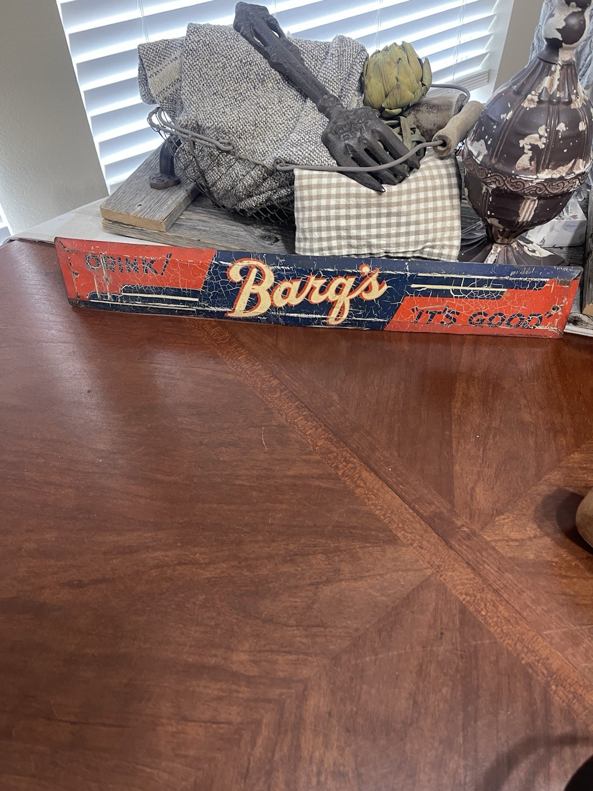 Vintage 1940s Barq\'s Root Beer Tin Sign Stout Sign Co St Louis MO Door Push