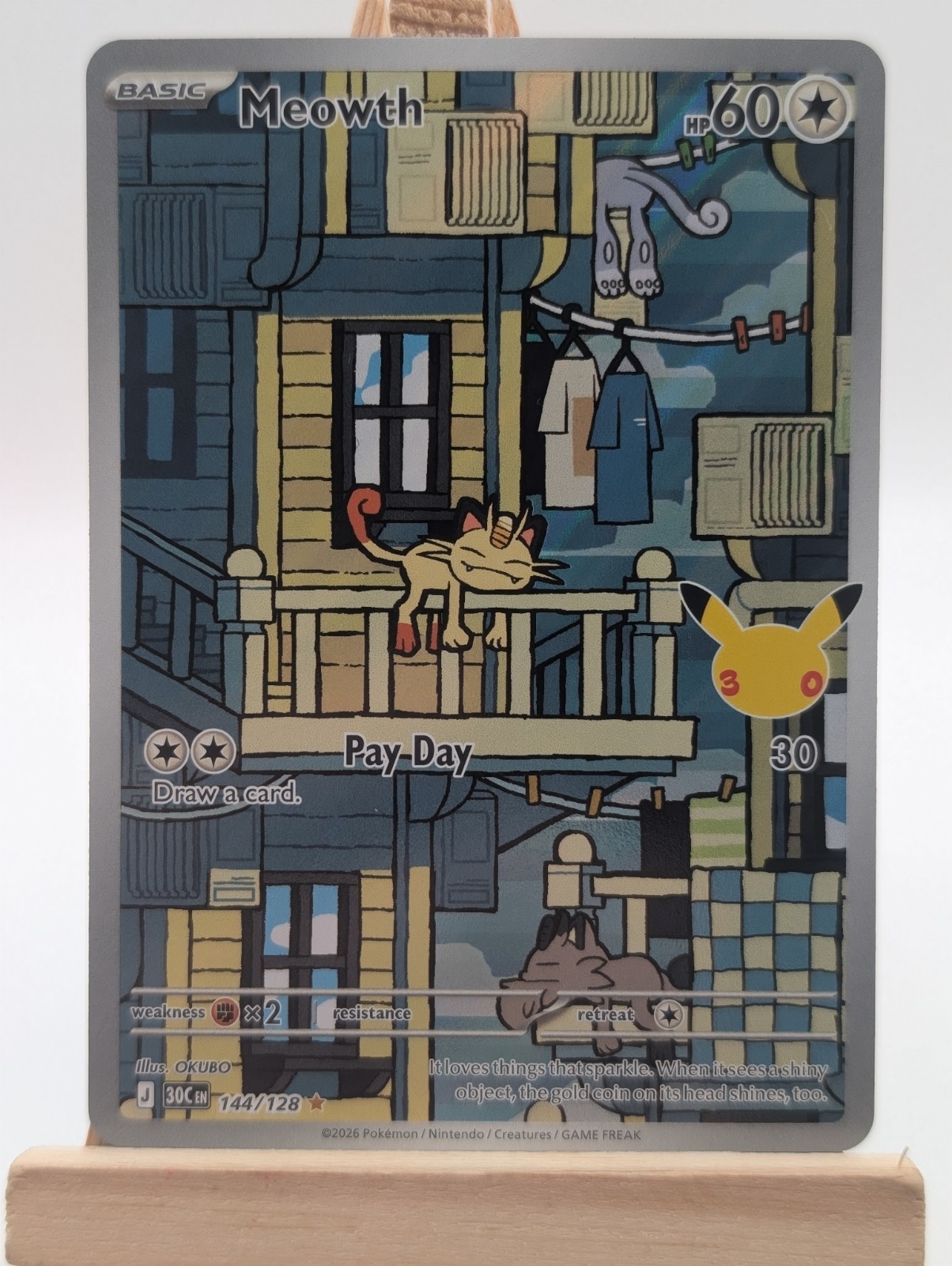 Meowth Holofoil[30C - 144/128] (NM) Pokemon