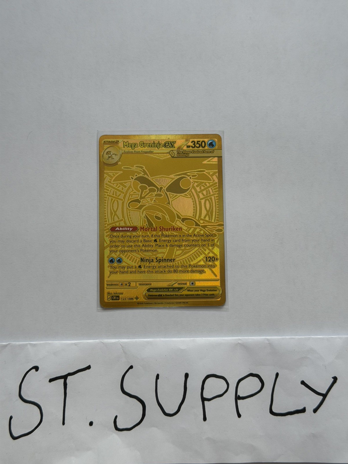 Pokemon TCG Mega Greninja ex Gold Mega Hyper Rare 122/086 Chaos Rising NM