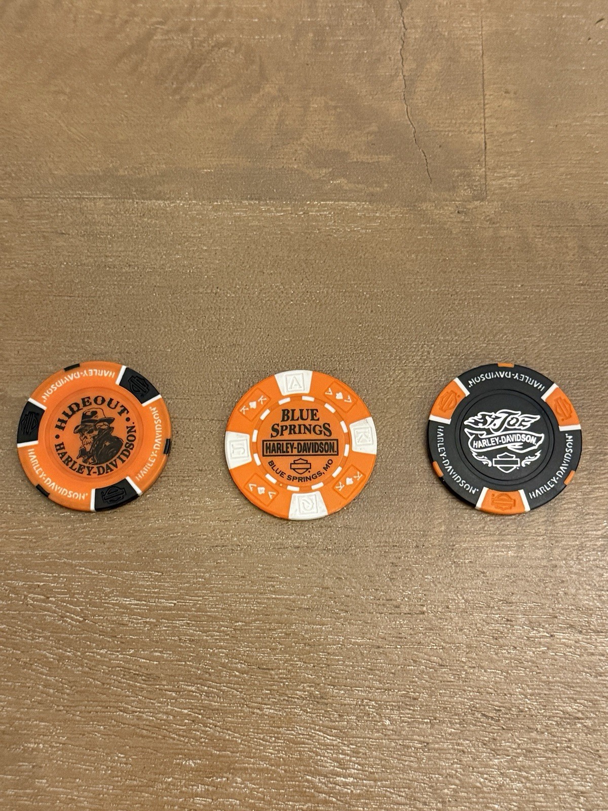 Harley Davidson Poker Chip Missouri Lot of 3 Dealership MO Collection Chips