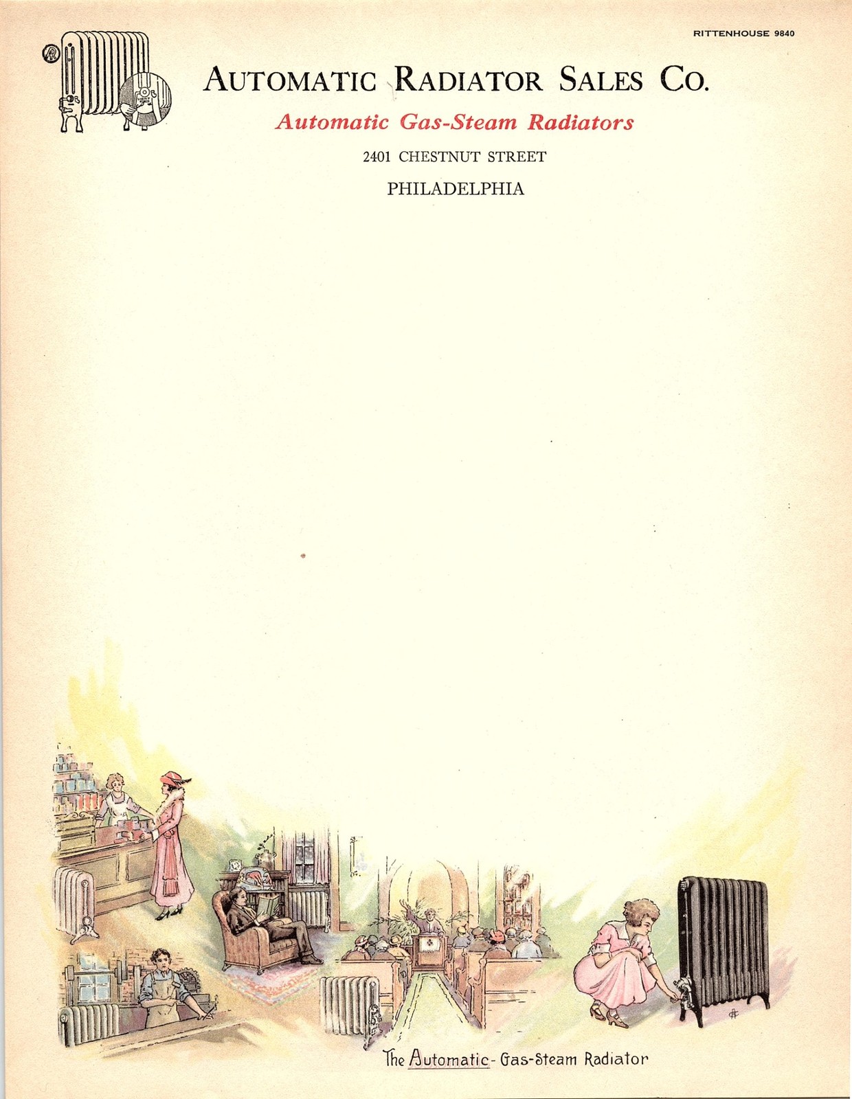 Vintage Automatic Gas-Steam Radiator Sales Co. letterhead
