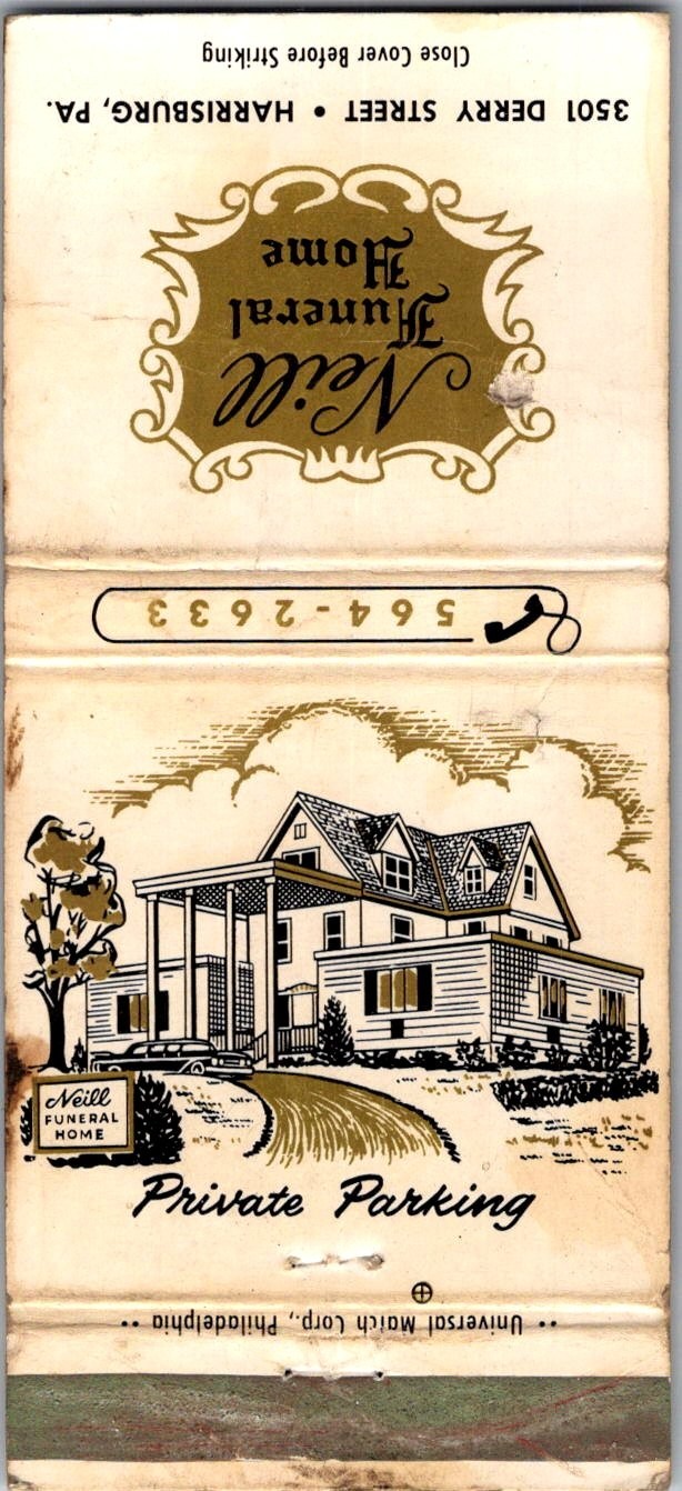 Neill Funeral Home Harrisburg PA Vintage Matchbook Cover 5MM26-2