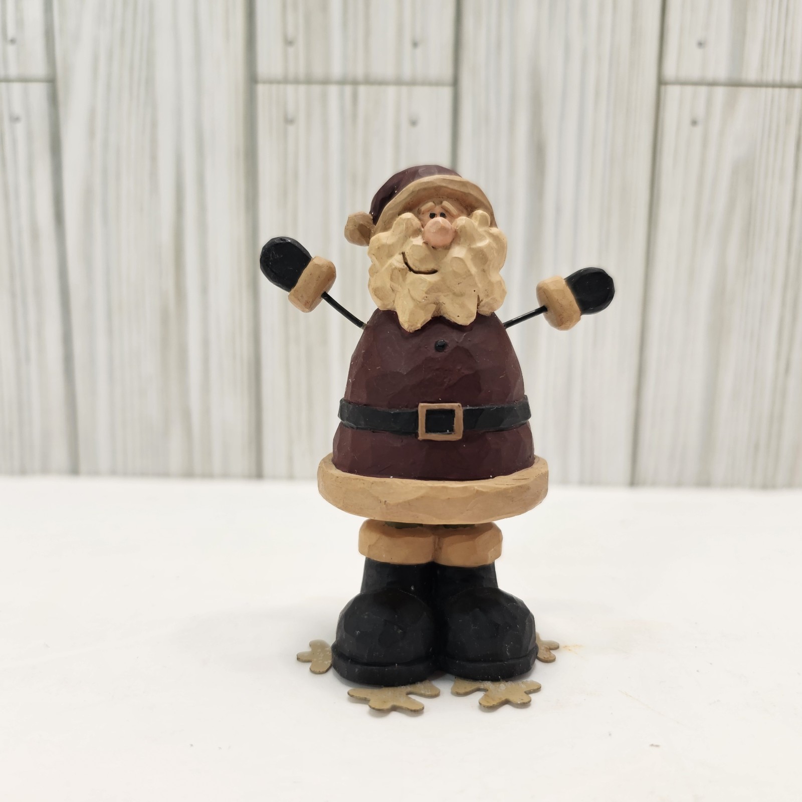 Blossom Bucket Christmas Santa Snowflake Figurine By S Lloyd 2009 Folk Art 